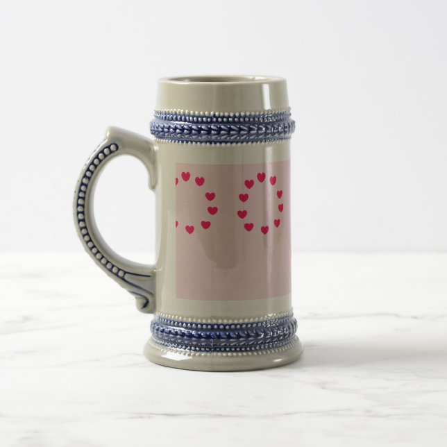 Caneca De Cerveja Círculos do coração vermelho a rosa (Esquerda)
