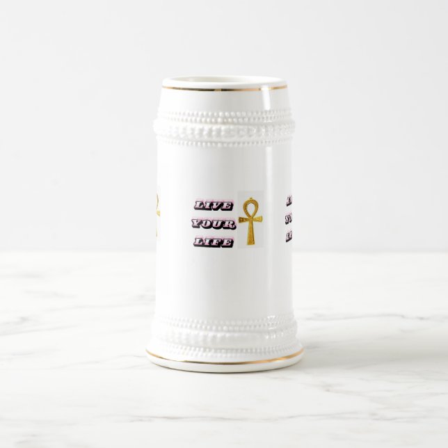 Caneca De Cerveja Citação da Vida do Ankh Egípcio - Chave Dourada da (Centro)