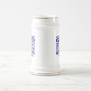 Caneca De Cerveja Citação de Aquino Olhe O Que Deus Lhe Deu Azul