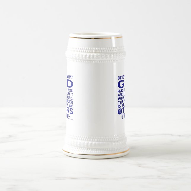 Caneca De Cerveja Citação de Aquino Olhe O Que Deus Lhe Deu Azul (Centro)