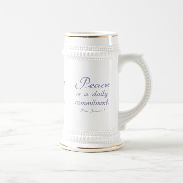 Caneca De Cerveja Citação de Compromisso Diário à Paz (Direita)