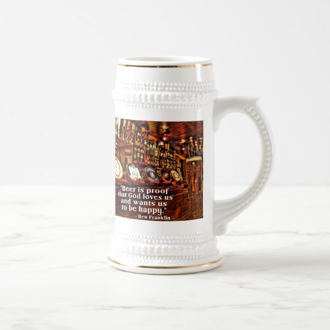 Caneca De Cerveja Citações famosas da cerveja de Ben Franklin (Direita)