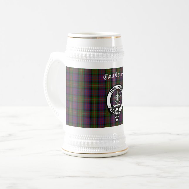 Caneca De Cerveja Clan Carnegie Crest Crachá e Tartan (Frente Esquerda)