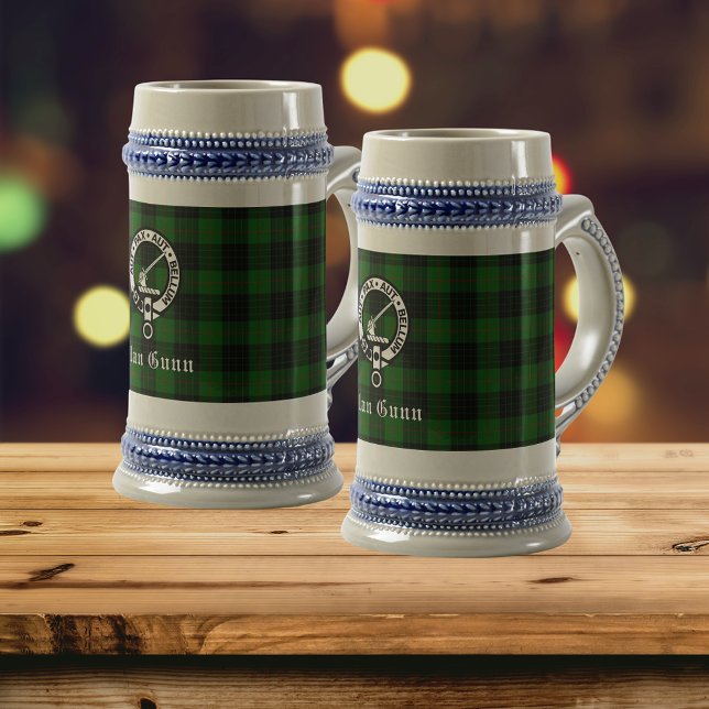 Caneca De Cerveja Clan Gunn Crest Crachá & Tartan (Criador carregado)