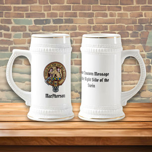 Caneca De Cerveja Clan MacPherson Crest sobre caçar Tartan