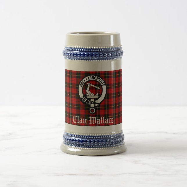Caneca De Cerveja Clan Wallace Crest Crachá e Tartan (Centro)
