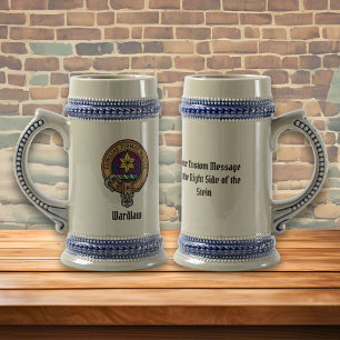 Caneca De Cerveja Clan Wardlaw Crest sobre Tartan