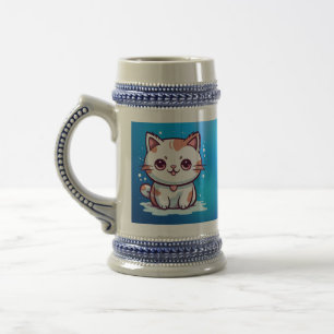 Caneca De Cerveja Clipart de Gato Fofo Estilo Kawaii
