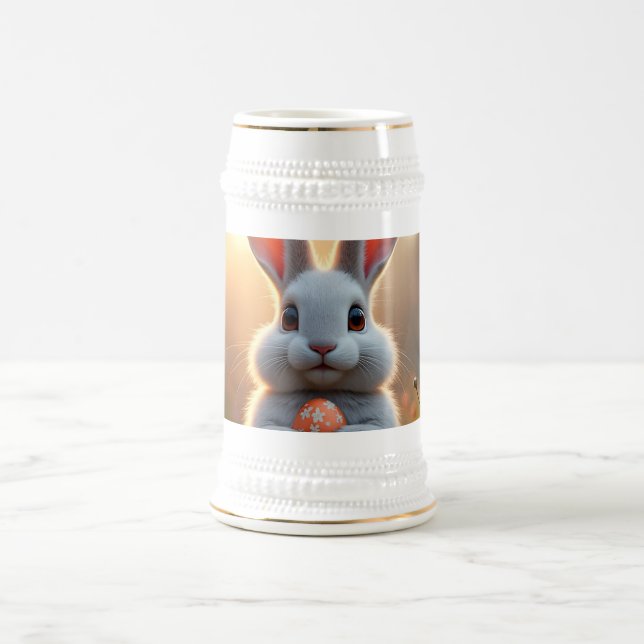 Caneca De Cerveja Coelho alegre da Páscoa no encanto da primavera (Centro)