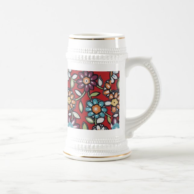 caneca de cerveja colorida de flores hippies (Direita)