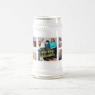 Caneca de cerveja com colagem de fotos personaliza
