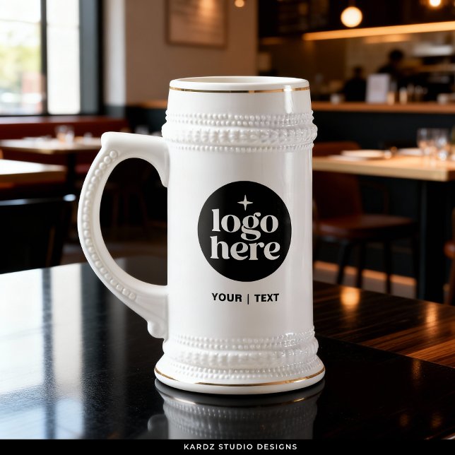 Caneca de cerveja com logotipo de texto personaliz (Customize with your logo and business name, website, tagline or employee name.)