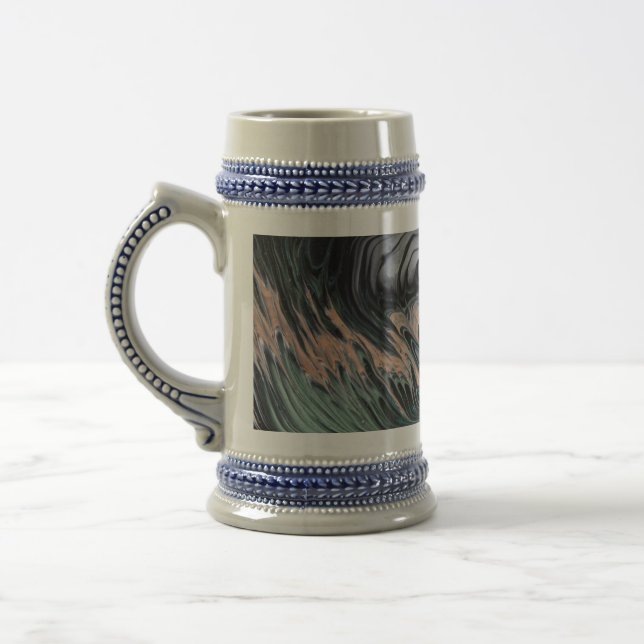 Caneca de Cerveja com Redemoinho Abstrato Verde Es (Esquerda)
