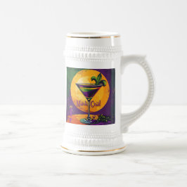Caneca De Cerveja Coquetel Mardi Gras Meio do Século Flor de Lis