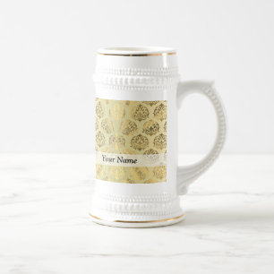 Caneca De Cerveja cor damasco Dourada