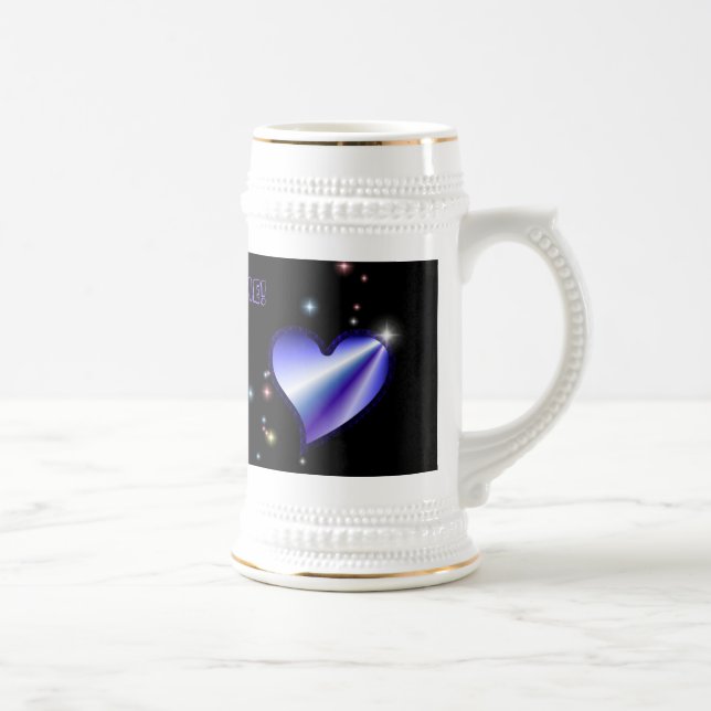 Caneca De Cerveja Coração Arco-Íris Púrpura com Estrelas (Direita)