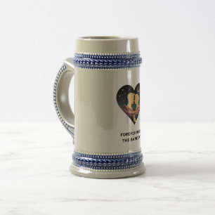Caneca De Cerveja Coração da História de Amor Cósmico com Amantes e 