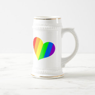 Caneca De Cerveja Coração de Amor Mínimo Moderno do Arco-Íris