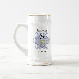 Caneca De Cerveja Coração de Voto de Casamento Monograma