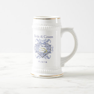 Caneca De Cerveja Coração de Voto de Casamento Monograma