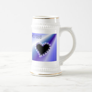 Caneca De Cerveja Coração Preto com Estrelas no Arco-Íris Rosa Púrpu