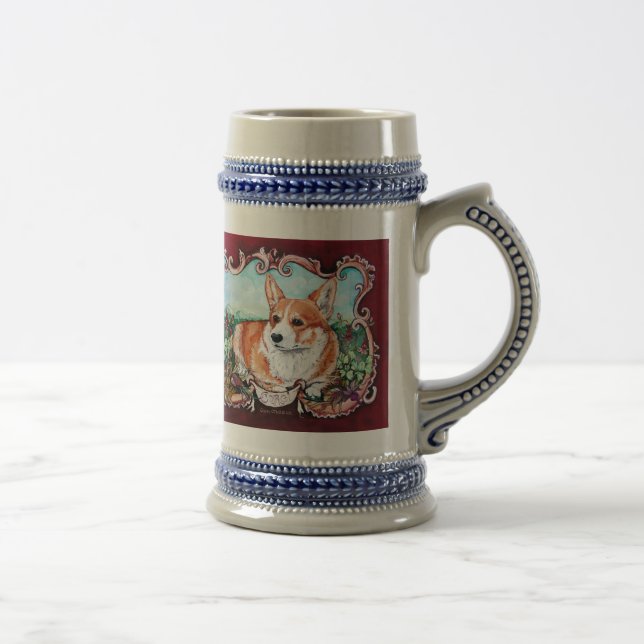 Caneca De Cerveja Corgi no jardim! (Direita)