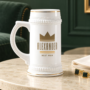 Caneca De Cerveja Coroa de Ouro Personalizada Padrinho