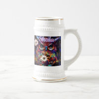 Coruja Floral Impressionista Whimsical Personaliza