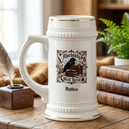 Caneca De Cerveja Corvo da Dark Academia e Pai Literário de Livros