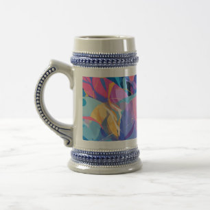 Caneca De Cerveja Cosmic Celebration: Abstract Floating Orbs and Sta