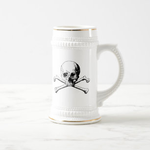 Caneca De Cerveja Crânio e Crossbones Pirata Jolly Roger