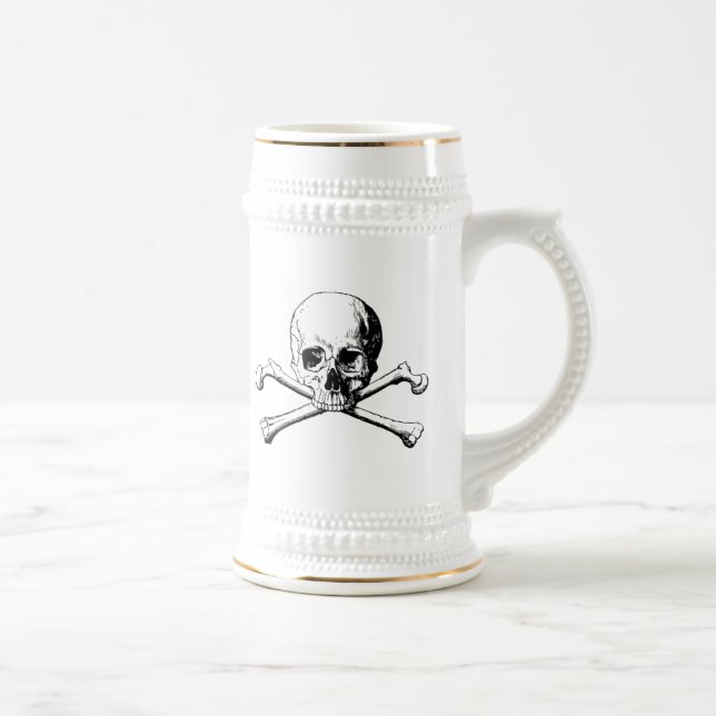 Caneca De Cerveja Crânio e Crossbones Pirata Jolly Roger (Direita)