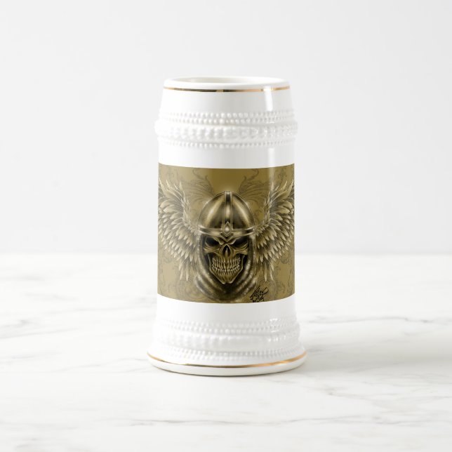 Caneca De Cerveja Crânio medieval gótico do cavaleiro de Templar com (Centro)