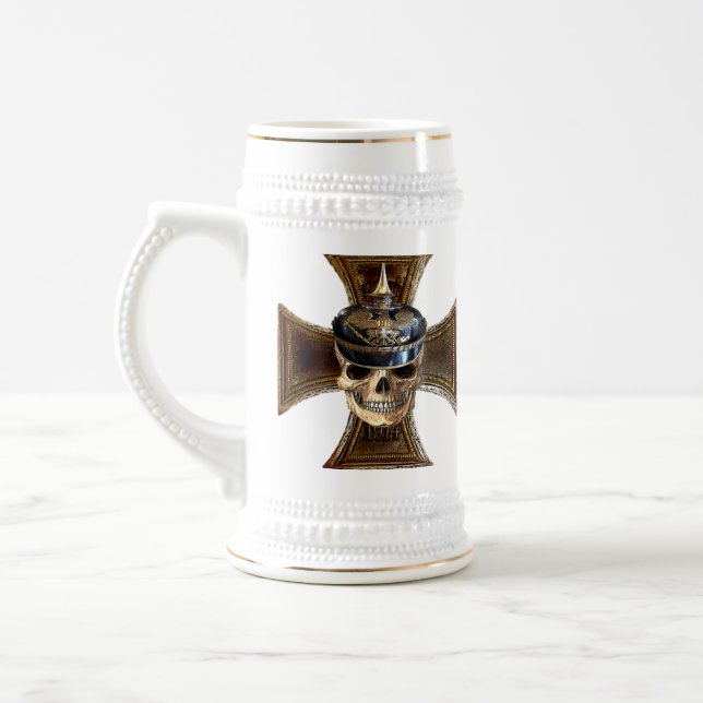 Caneca De Cerveja crânio prussiano com cruz de ferro (Esquerda)