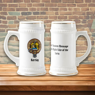 Caneca De Cerveja Crest do Clã Barclay sobre Tartan de Gala