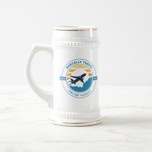 Caneca De Cerveja Crie seu próprio Blue/Grey 22 oz / Branco/Ouro 20 