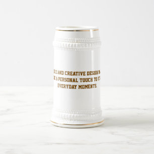 Caneca De Cerveja Crie Seu Próprio Caneco de Cerveja Branco e Dourad