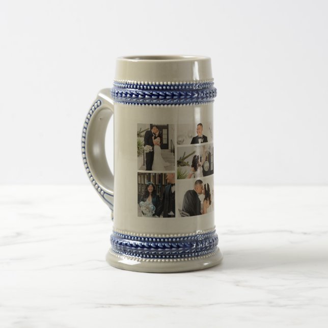 Caneca De Cerveja Crie sua própria colagem de 8 fotos (Frente Esquerda)