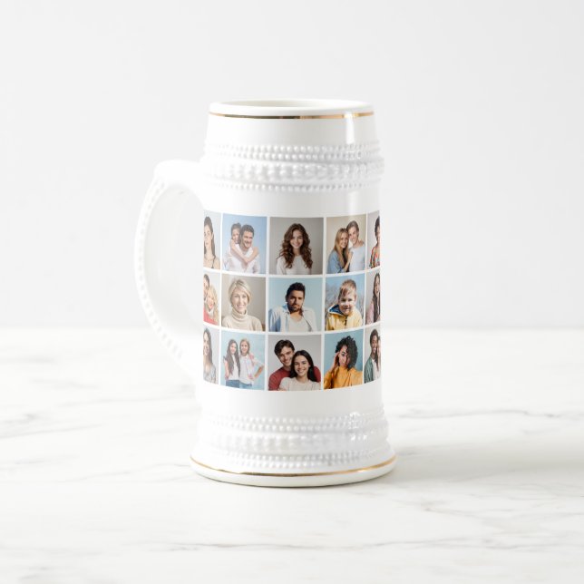 Caneca De Cerveja Crie Sua Própria Colagem De Fotos 24 (Frente Esquerda)