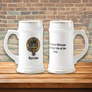 Caneca De Cerveja Crista do Clã MacLellan sobre Tartan Antigo
