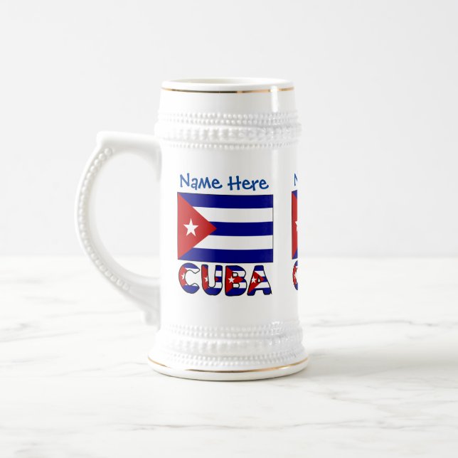 Caneca De Cerveja Cuba e a bandeira azul escura cubana personalizada (Esquerda)