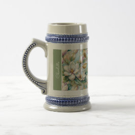 Caneca De Cerveja Custom Pattern Elegant Magnolia Flowers