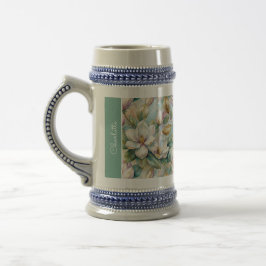 Caneca De Cerveja Custom Pattern Elegant Magnolia Flowers