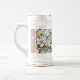 Caneca De Cerveja Custom Pattern Elegant Magnolia Flowers