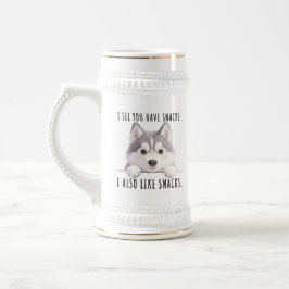Caneca De Cerveja Cute Husky Dog Snacks Quote Funny Minimalist