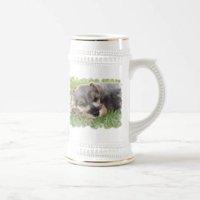 Caneca de cerveja da cerveja do Schnauzer Snoozing (Direita)