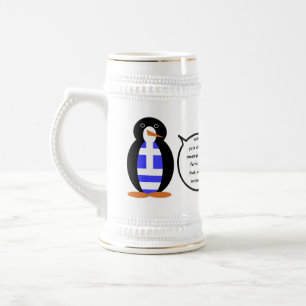 Caneca de cerveja da Sra. Pinguim com bandeira gre