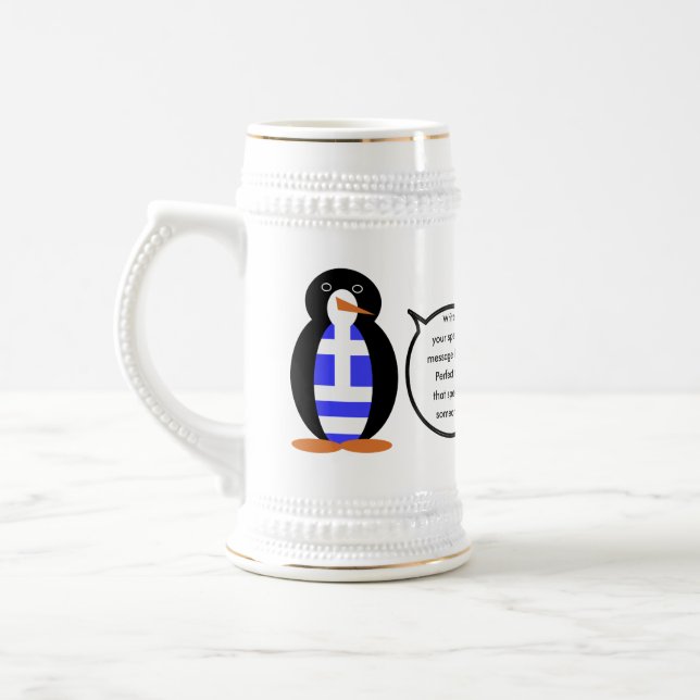 Caneca de cerveja da Sra. Pinguim com bandeira gre (Esquerda)