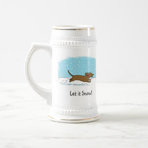 Caneca De Cerveja Dachshund Deixe Nevar - Férias de Inverno do Cão W