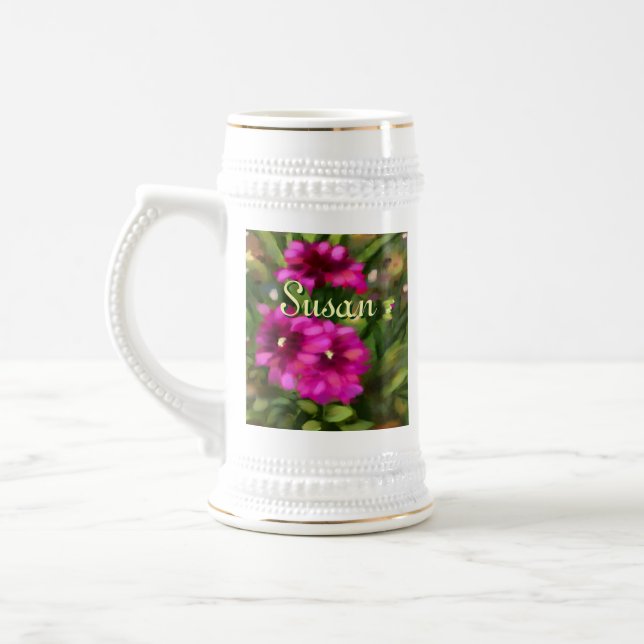 Caneca De Cerveja Dahlia Floral Garden Flowers Magenta (Esquerda)